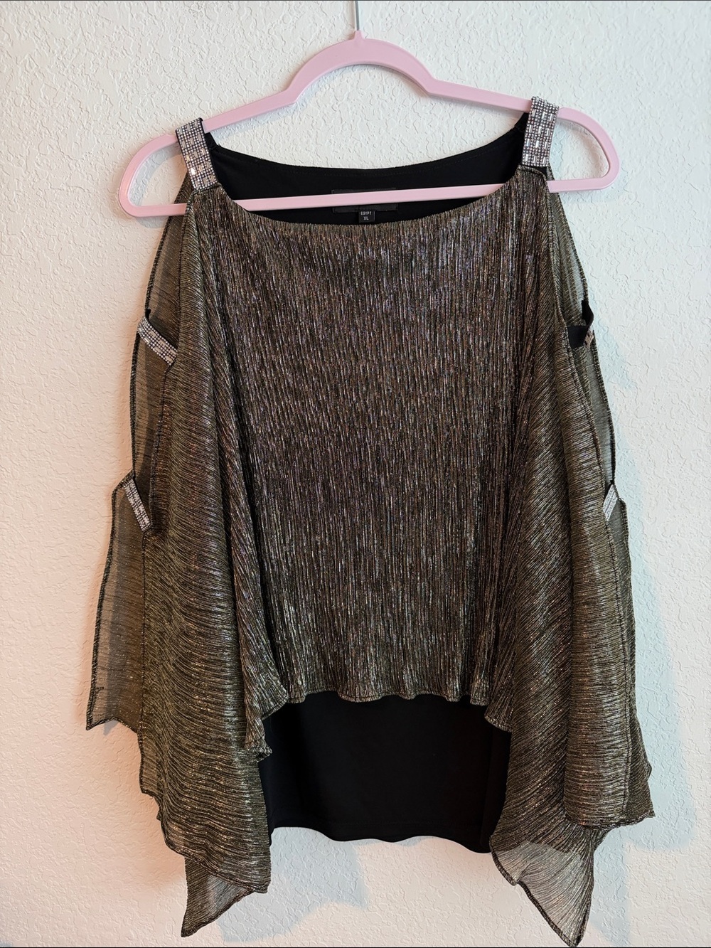 Metallic Cold-Shoulder Shimmer Top - Needs Repair